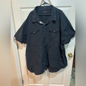 Men’s Big and Tall DXL/Synergy navy blue short sleeve button up collared shirt